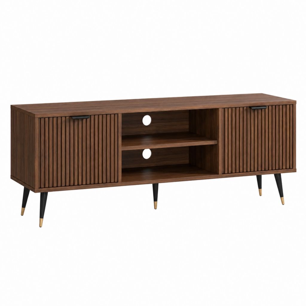 Meuble TV en panneaux MDF noyer 160 x 40 x 60 cm