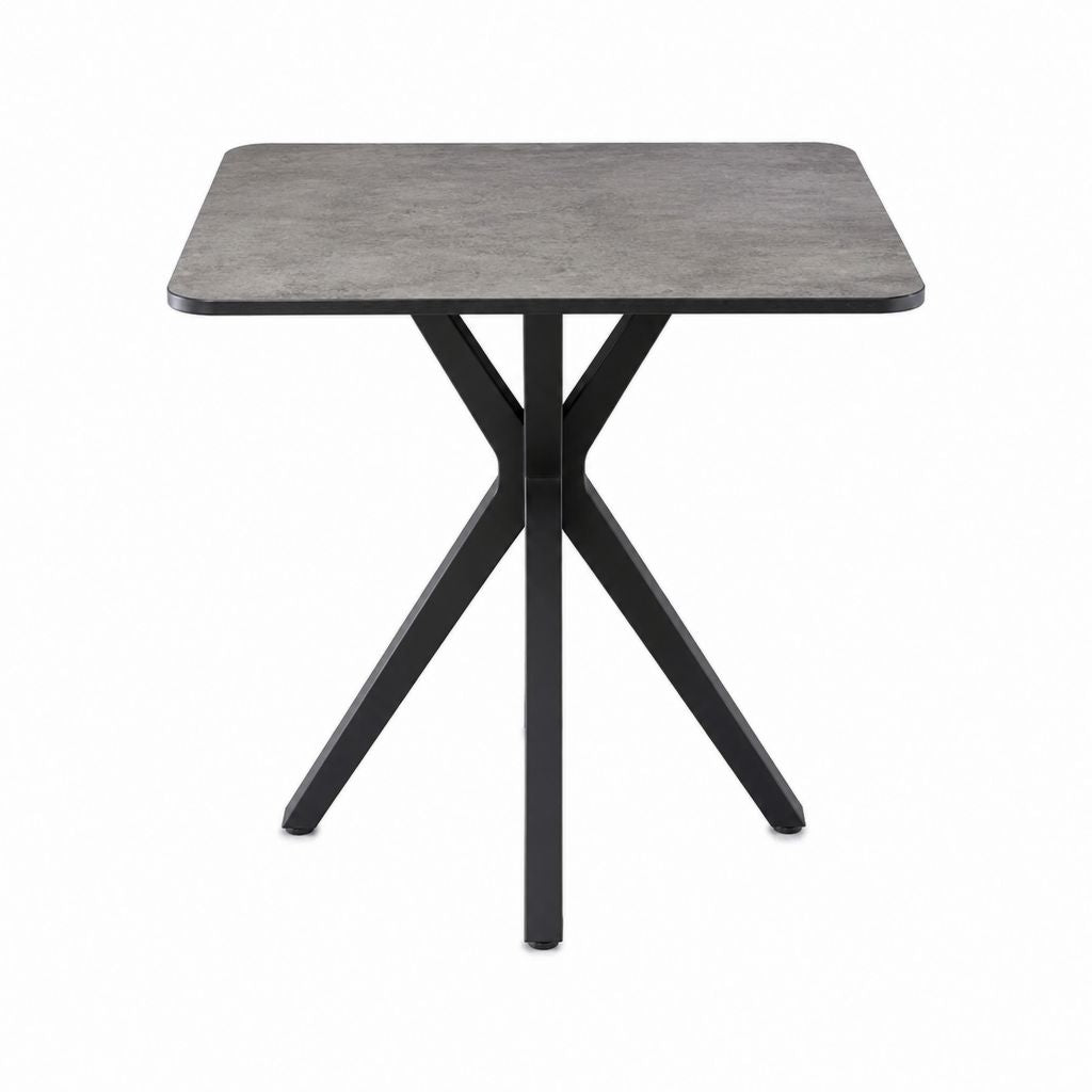 Table à manger rectangulaire gris béton et acier noir 120 x 80 x 75 cm