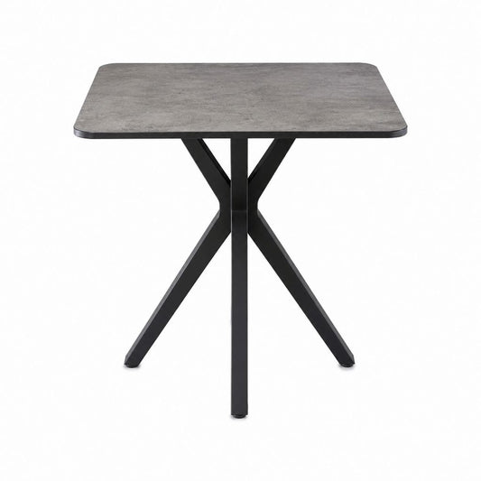 Table à manger rectangulaire gris béton et acier noir 120 x 80 x 75 cm