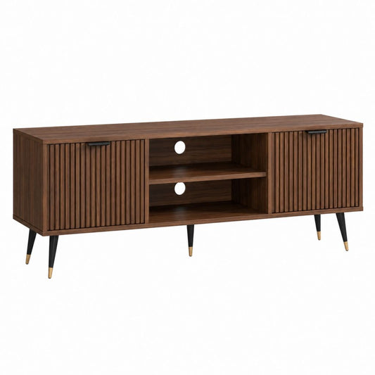 Meuble TV en panneaux MDF noyer 160 x 40 x 60 cm
