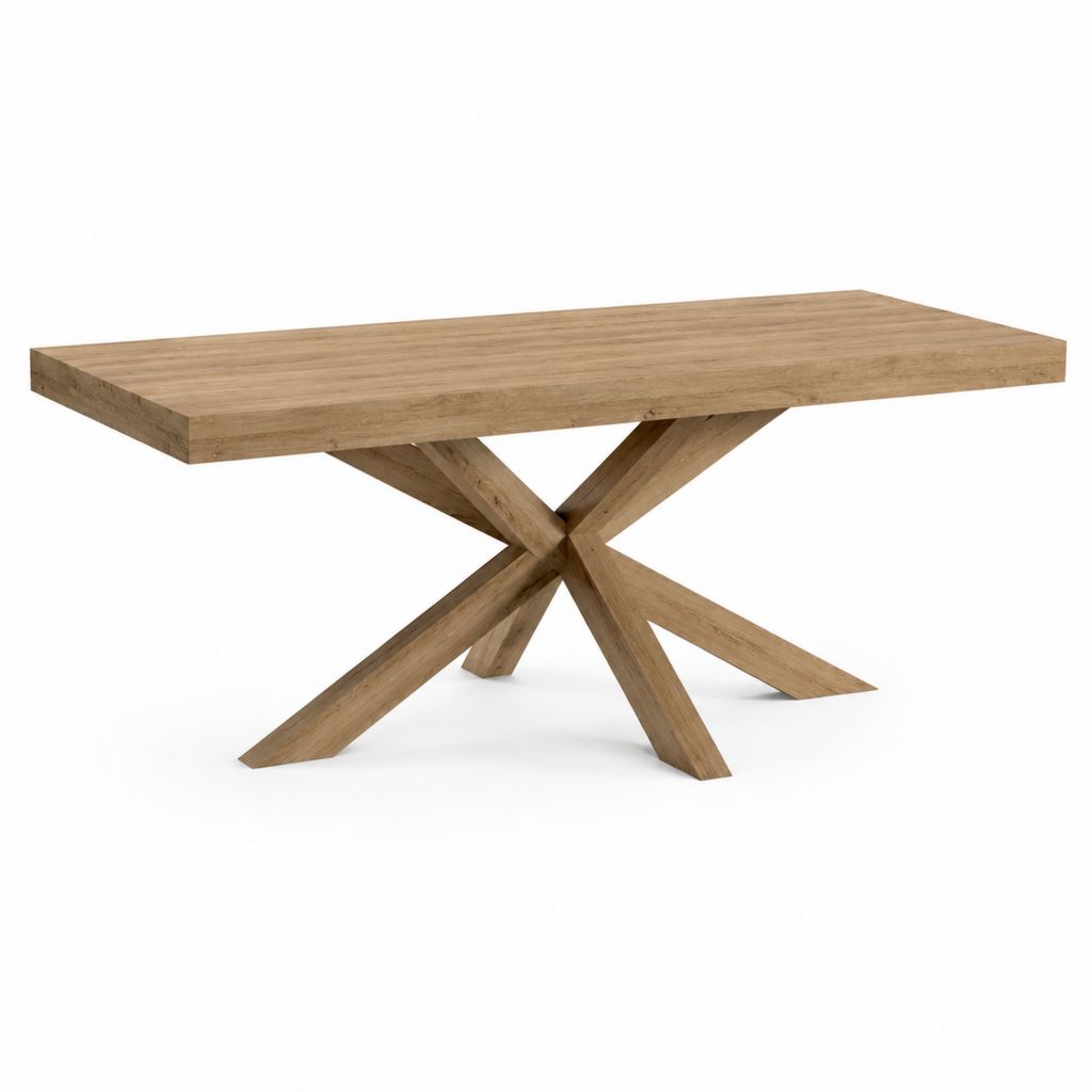 Table à manger rectangulaire en chêne massif naturel 200 x 100 x 75 cm