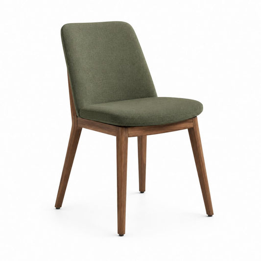 Chaise de salle à manger verte en polyester et noyer massif 48 x 56 x 85 cm
