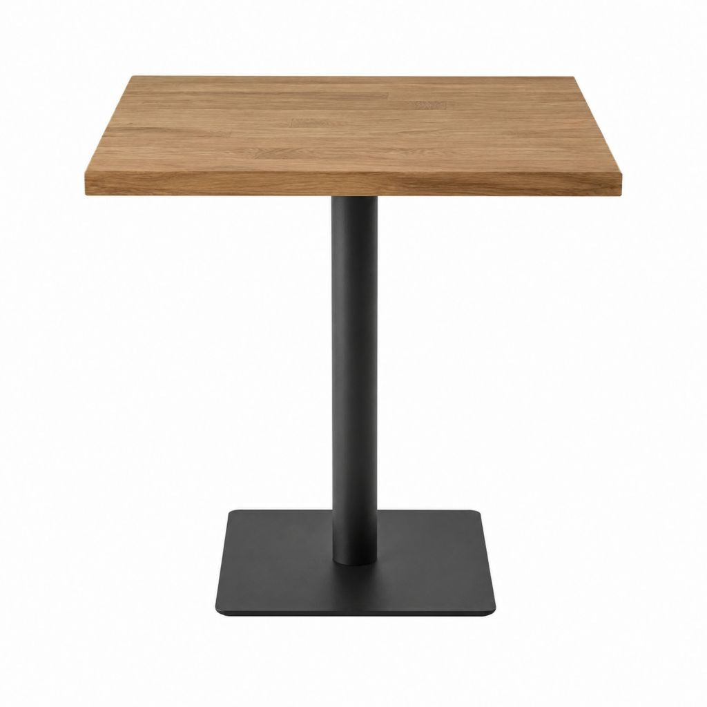 Table à manger carrée décor chêne et acier noir 70 x 70 x 75 cm